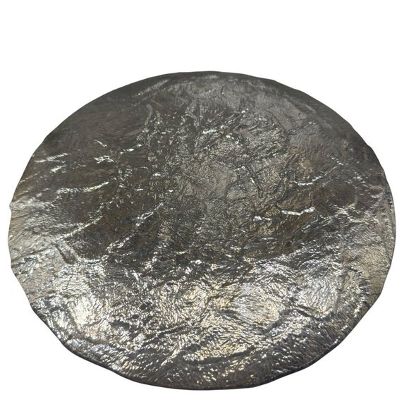 Vintage JSG Oceana Art Glass Metallic Black Texture Glass Dish Plate 11inch Wide - Picture 2 of 12